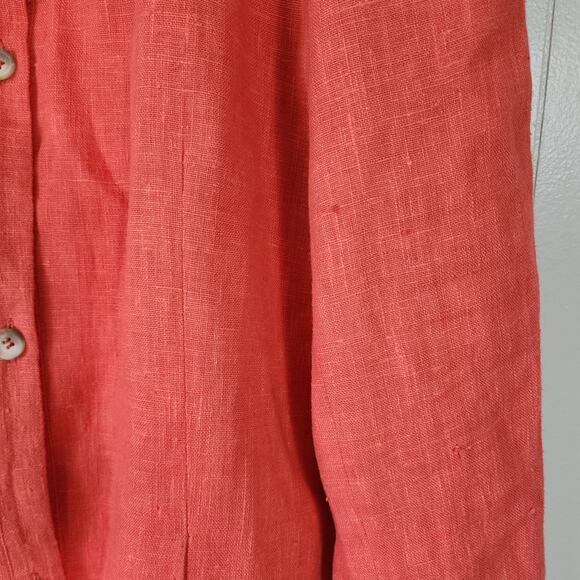 Harve Bernard Linen Blend Button Front Blouse Top Sz 12 Pink - Picture 6 of 11